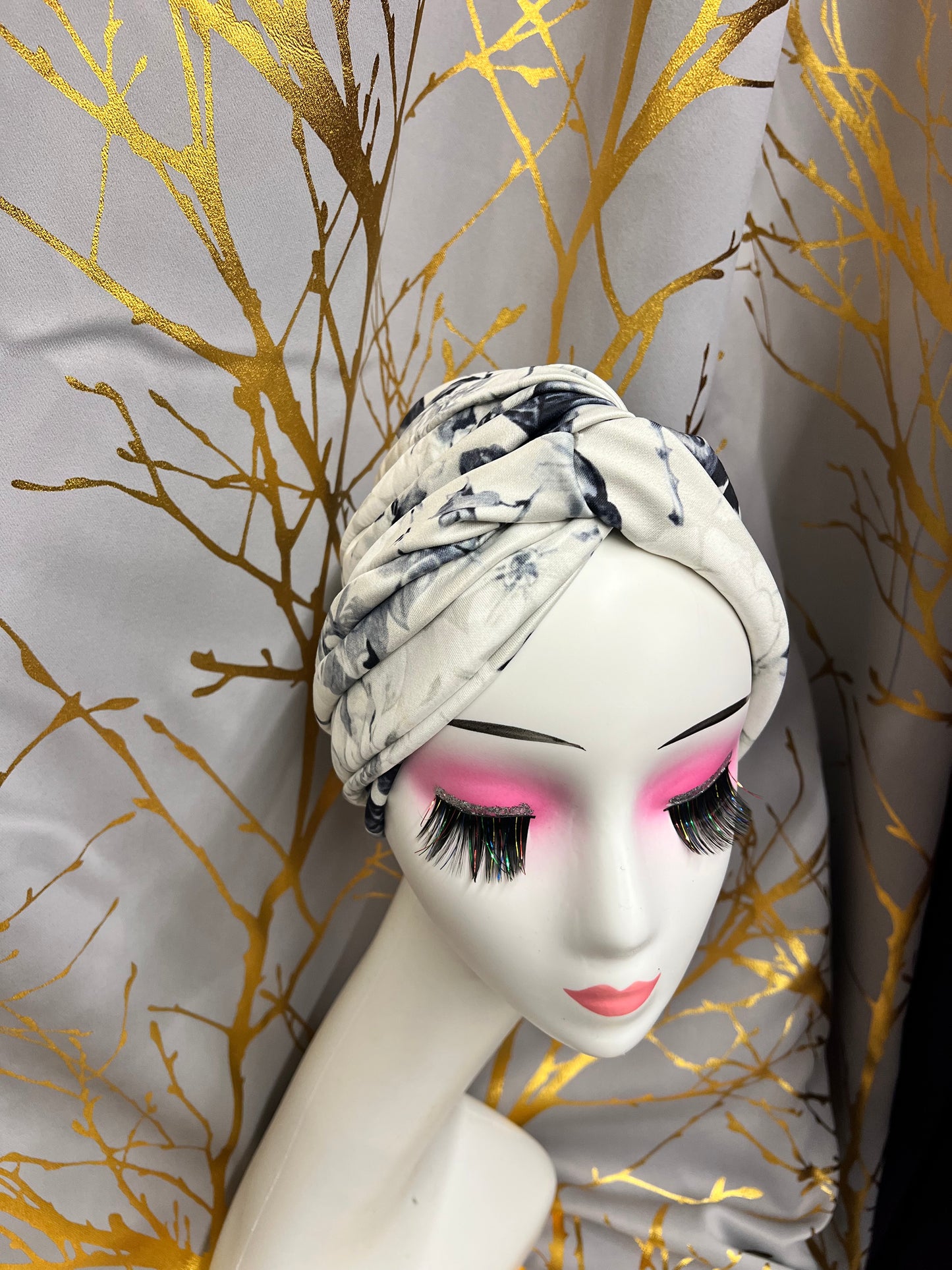 Cream and black Turban