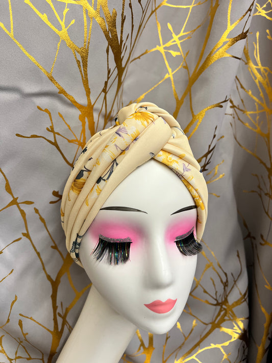 Yellow Floral Turban