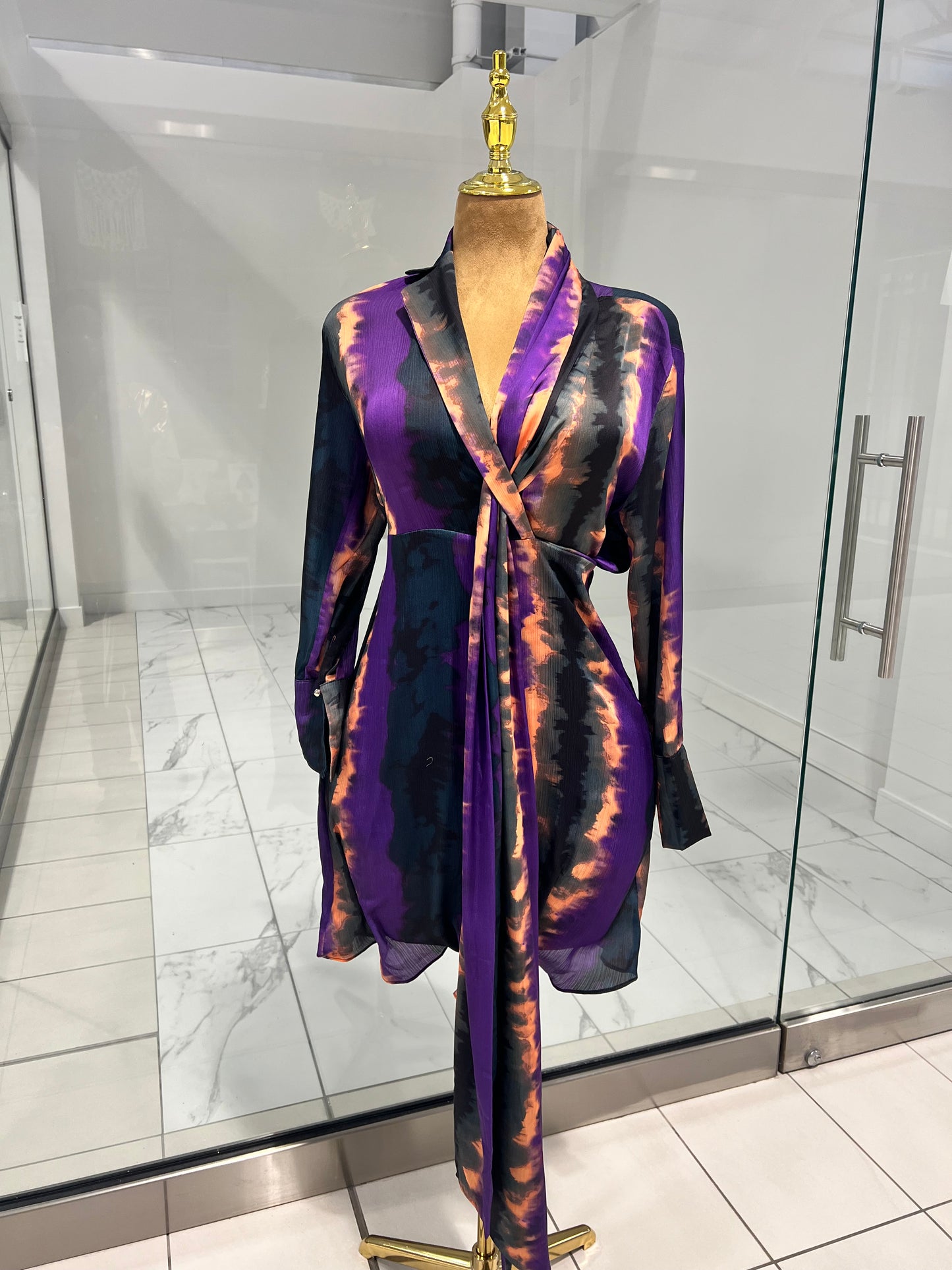 💜 Elegant Purple Drape Front Dress – Sophistication in Every Fold