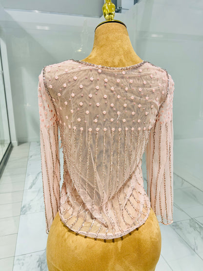 Front Ruffle Rhinestones Top