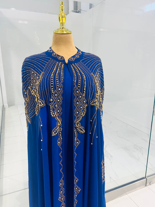 Blue Rhinestone Abaya
