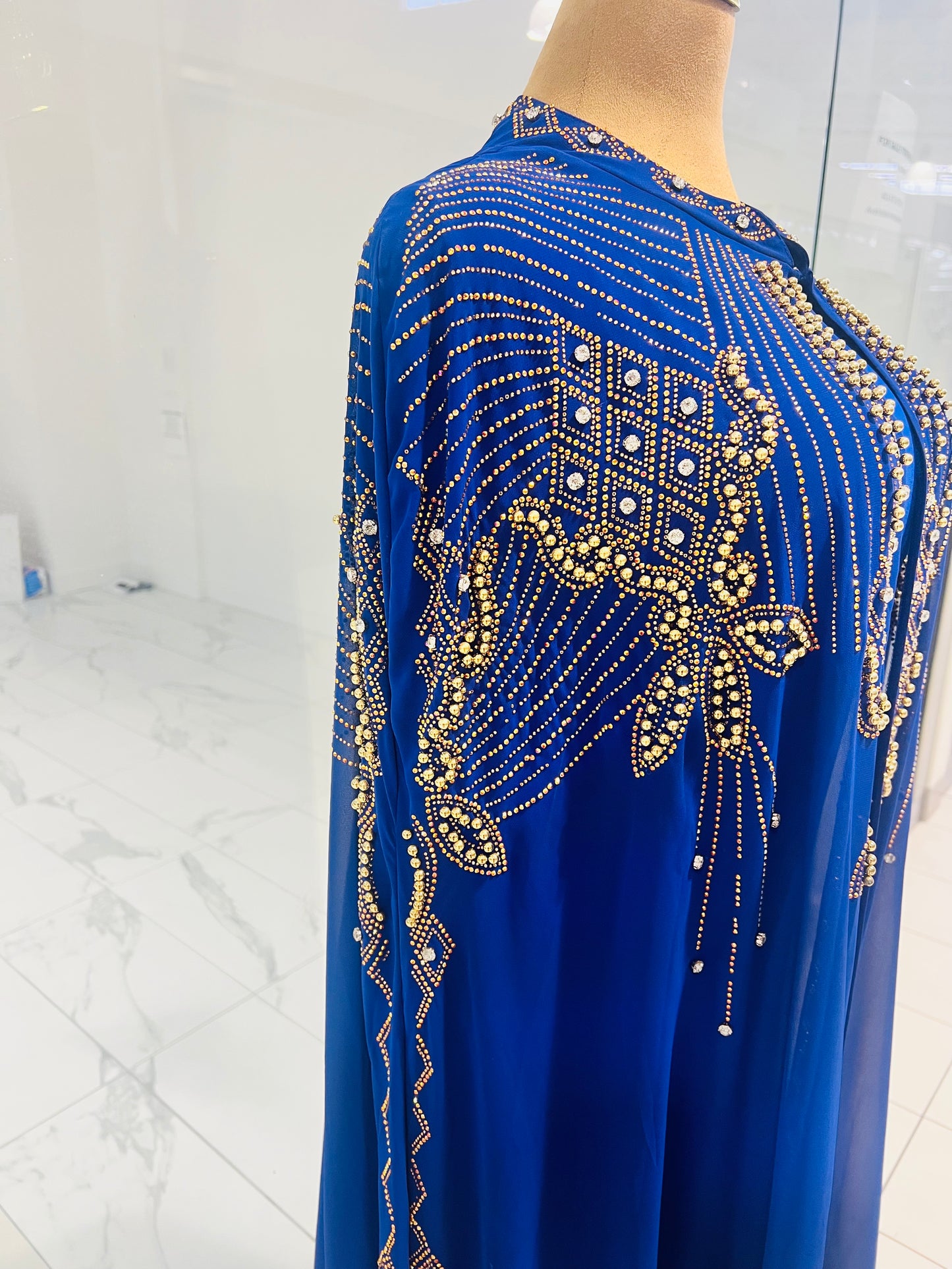 Blue Rhinestone Abaya