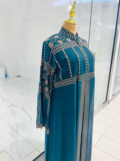 Green Embroidered Abaya