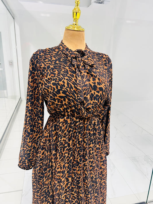Leopard Print Chiffon Dress