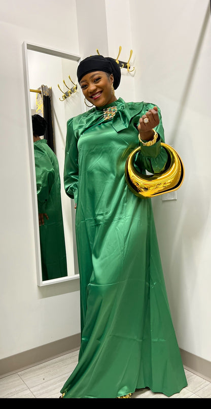 Green silk Dress