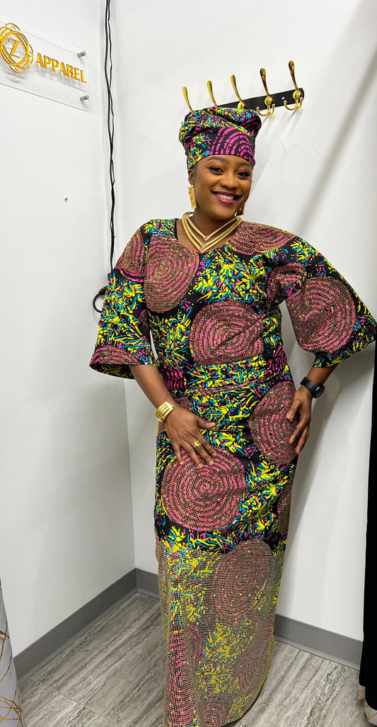 Colourful Ankara Blouse and wrapper