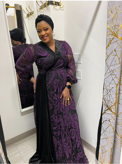 Purple and Black Velvet Dress