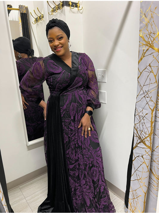 Purple and Black Velvet Dress