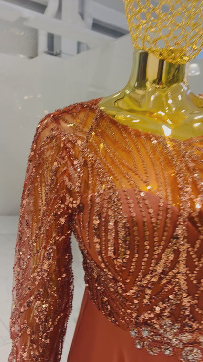 Burnt Orange Evening Dress
