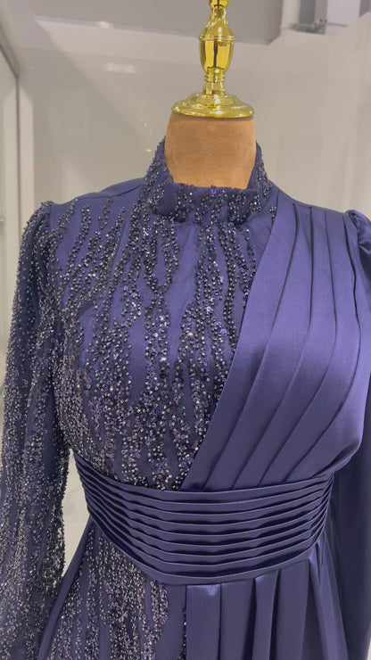 Silk Royal Blue Evening Gown