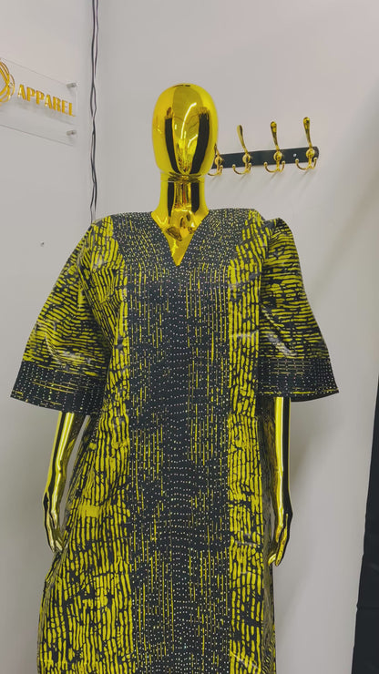 Yellow Tie any Dye with Rhinestones