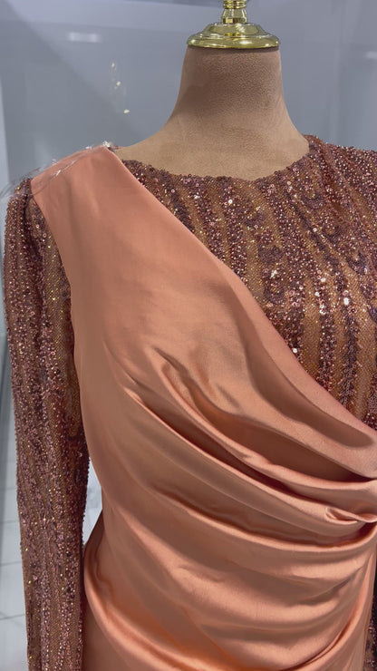 Gold Sequins Evening Dress
