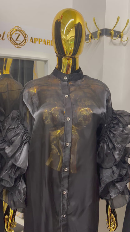 Long Black Organza Top
