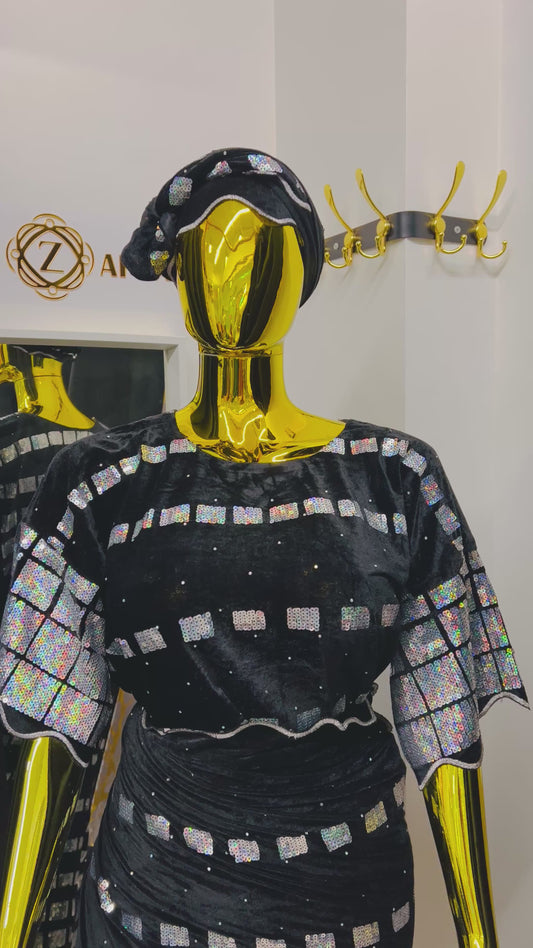 All Eyes On Me – Velvet Sequin Iro & Buba Set