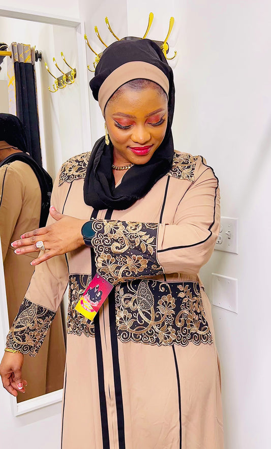 Brown Embellished Abaya