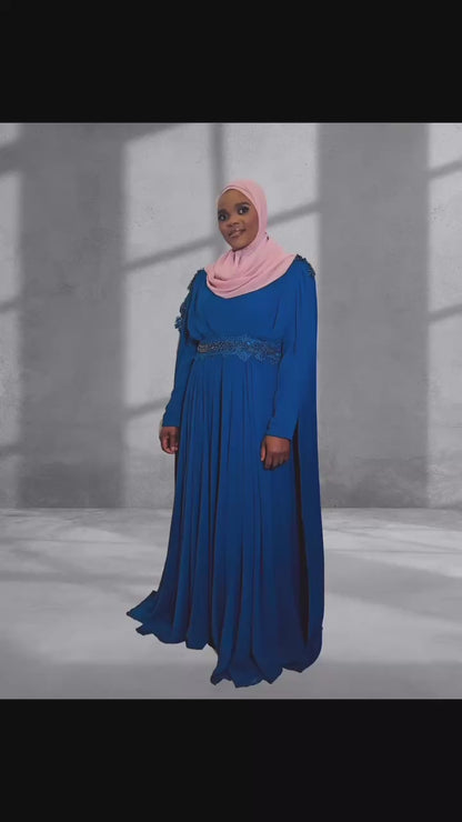 Elegant Blue Chiffon Dress