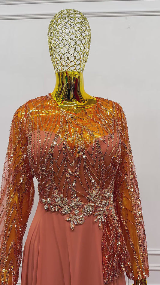 Burnt Orange Evening Dress