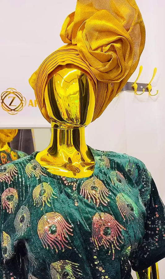 Green Velvet Iro & Buba Attire