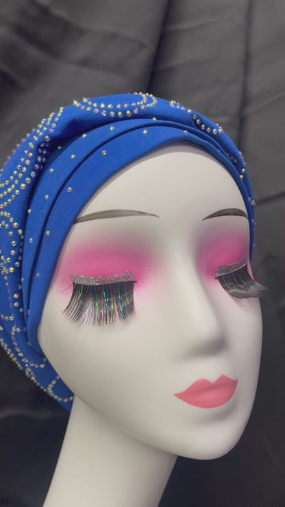Blue Sequins Turban