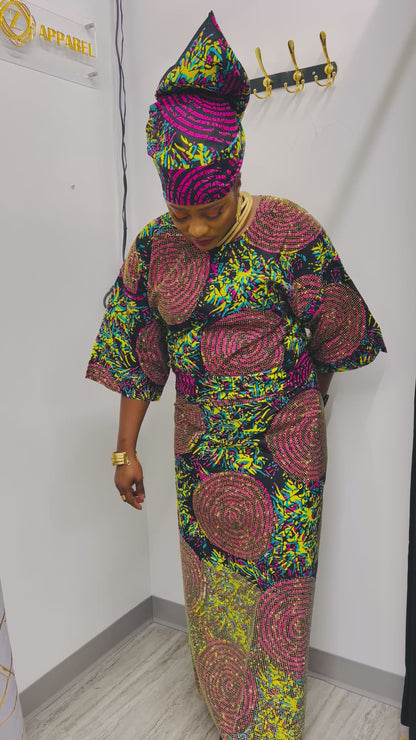 Colourful Ankara Blouse and wrapper