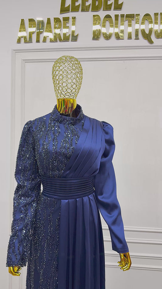 Silk Royal Blue Evening Gown